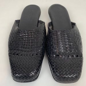 Sesto Meucci Black Woven Leather Slide Flats 7.5